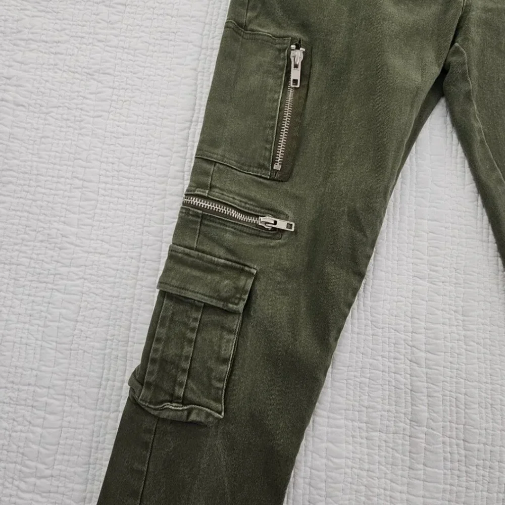 Forever 21 Men Cargo Pants 34x30 Army Green Straight Leg 8 Pockets Well Made EUC